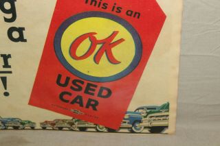 RARE 1950s CHEVROLET OK CAR TAG MEANS BETTER DEALERSHIP DISPLAY SIGN CHEVY 3