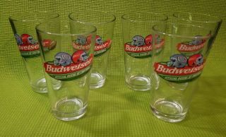 Budweiser Bud Light Official Beers Of Football Pint Glasses Set Of 6