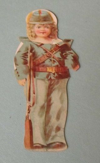 Washburn Crosby Gold Medal Flower Girl Soldier Mechanical Trade Card Doll 6 "