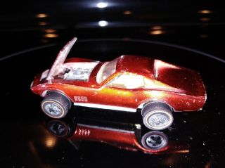 Vintage 1967 Redline Hot Wheels Red Custom Corvette Grey Interior Hong Kong