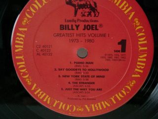 Billy Joel Greatest Hits Volume I and II Lp Album Vinyl Record 33 5