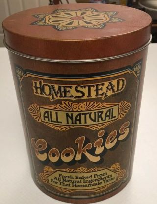 Vintage Cheinco Homestead Cookie Tin Canister.