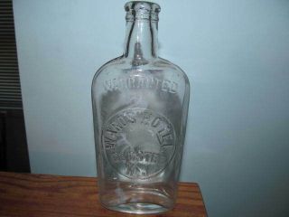 Whiskey Flask Wards Hotel Closter,  N.  J.  (clear Glass 1/2 Pint)