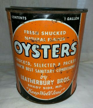 ANTIQUE CHESAPEAKE BAY BLACK SWAN OYSTER TIN LITHO GAL CAN SHADY SIDE MD SEAFOOD 4