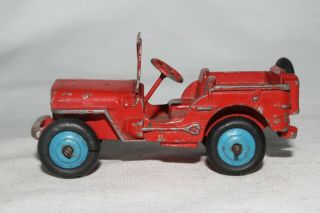 Dinky Toys 25y,  1950 ' s Willys Jeep,  Red with Blue Hubs, 2