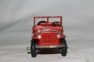 Dinky Toys 25y,  1950 ' s Willys Jeep,  Red with Blue Hubs, 5