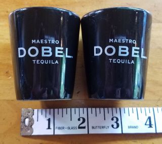 Maestro Dobel Tequila Black Ceramic Shot Glasses Set Of 2