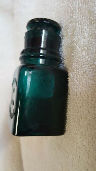 Vintage Preston of NH Smelling Salts Bottle Teal Druggist Bottle 2