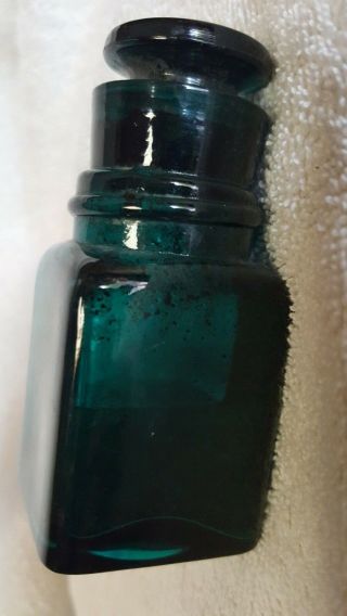 Vintage Preston of NH Smelling Salts Bottle Teal Druggist Bottle 3