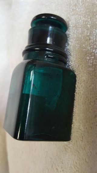 Vintage Preston of NH Smelling Salts Bottle Teal Druggist Bottle 4