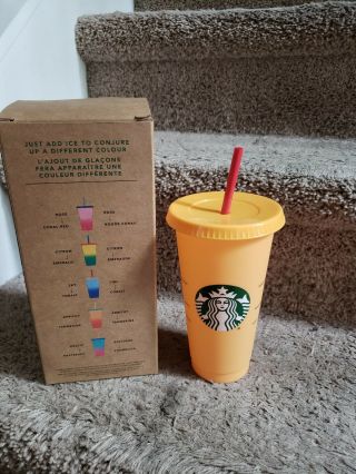 Starbucks Colour Changing Reusable Cold Cup With Color Lid And Straw 24oz Single