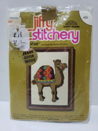 Vintage Jiffy Stitchery Omar The Camel Crewel 410 Sunset Designs Klivans