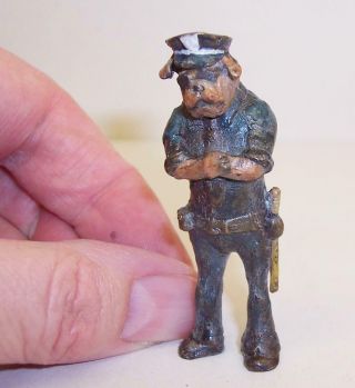 Cold Painted Bronze American Mastiff/bulldog Patrol Officer Policeman Miniature