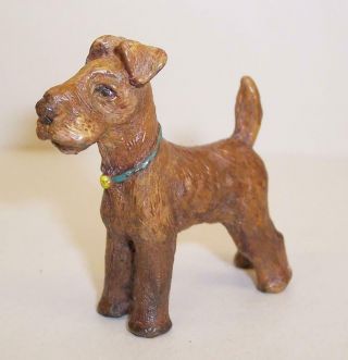 Vintage Cold Painted Bronze Metal Fox/wire Haired/irish Terrier Dog Miniature