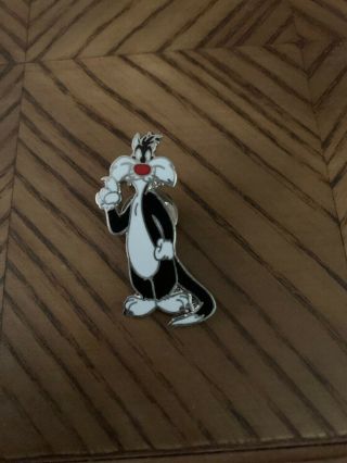 Looney Tunes Sylvester The Cat Silver Tone Enamel Collector Pin