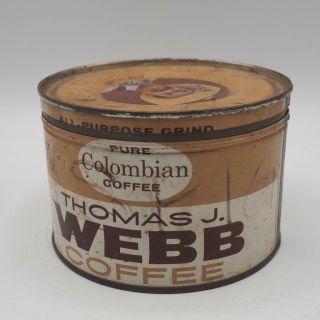 Vintage Thomas J.  Webb Colombian Coffee Tin Advertising Packaging