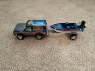 Vintage Nylint Bass Chaser Ford Bronco Ii Blue Pressed Steel Usa