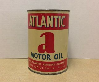 Atlantic " A " Motor Oil 1 Quart Can Gas & Oil Advertising Empty