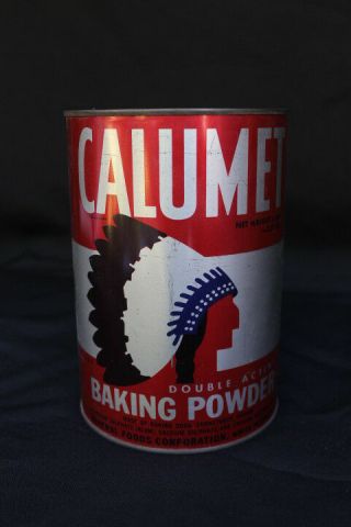 Vintage Large Calumet Baking Powder Tin - Embossed Lid - General Foods Co