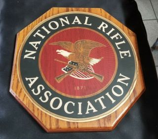 Rare Nra National Rifle Association Logo 12 Inch Octagon Thick Wood Plaque Sign