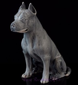 Staffordshire Pit Bull Terrier Marble Statue Dog Figurine Stone Art Sculpture