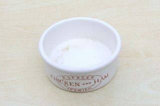 VINTAGE c1900s R SEAGER IPSWICH POTTED CHICKEN HAM TONGUE BLOATER PASTE POT JAR 3
