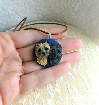 Cairn Terrier Duo Necklace Sculpted Clay By Raquel From Thewrc