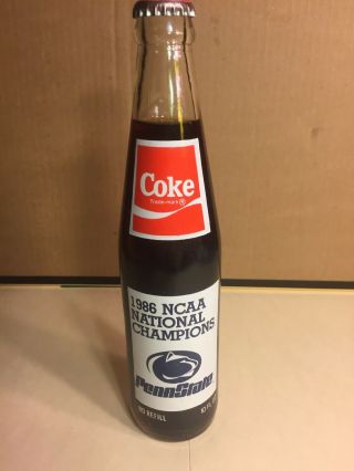 Penn State 1986 Ncaa National Football Champions Coca Cola Bottle Joe Paterno