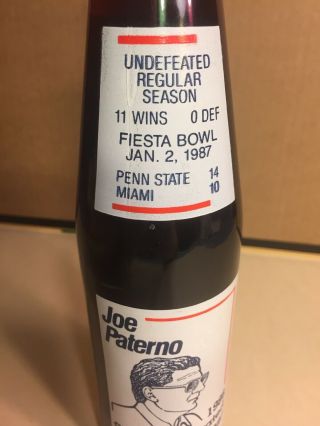 Penn State 1986 NCAA National Football Champions Coca Cola Bottle Joe Paterno 5