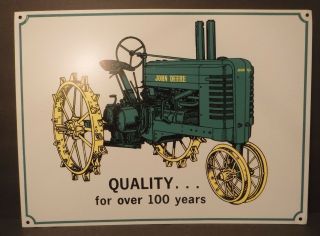 John Deere Metal Sign " Quality For Over 100 Years " 16 " W X 12 " H