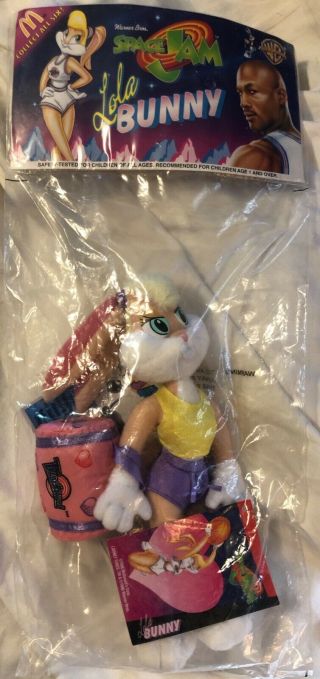 1996 Lola Bunny 9 " Plush In Package Mcdonald 