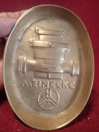 Pre 1940 Vintage Heavy Bronze Meinecke Meters Advertising Ashtray / Plate