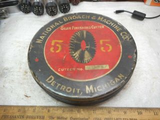 Old Vintage National Broach & Machine Div Tin 8.  5 " Dia 1 1/2 " High 1940 