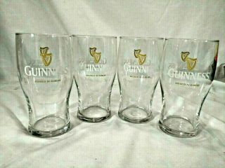 Guinness Brewed In Dublin Embossed Harp 16 Oz.  Pint Beer Glass Set Of 4 Barware