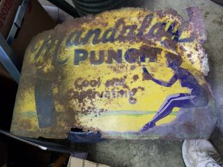 Collectible 1920’s Vintage Metal Mandalay Punch Sign