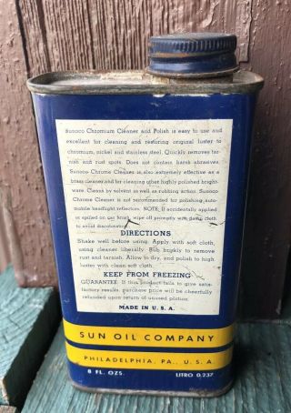 Vintage Sunoco Chrome Cleaner Can Full Very SHIPS USA 3