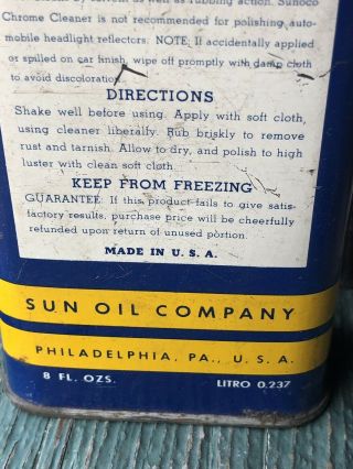 Vintage Sunoco Chrome Cleaner Can Full Very SHIPS USA 4