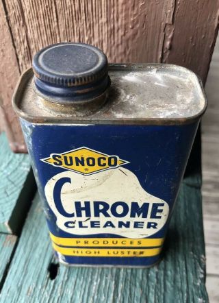 Vintage Sunoco Chrome Cleaner Can Full Very SHIPS USA 6