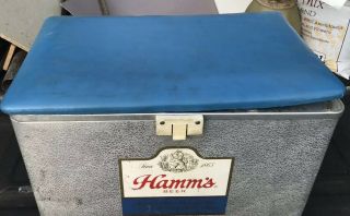 VINTAGE HAMM ' S BEER ALUMINUM COOLER CRONSTROM ' S BLUE TOP 2