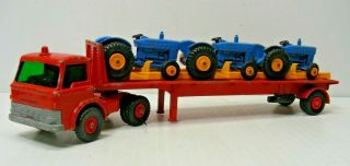 Matchbox Kings K - 20 Tasker Transport With Ford Semi Tractor & (3) Ford Tractors