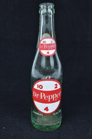 Vintage Dr Pepper Glass Bottle 10 2 4 1969