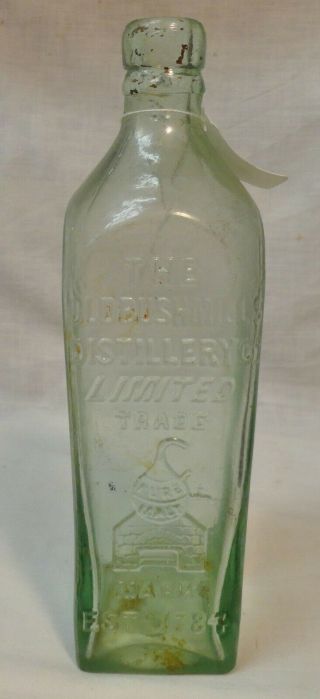 The " Old Bushmills " Distillery Co.  Whiskey Bottle.  2 Pt Mold W / Appl.  Top 1874