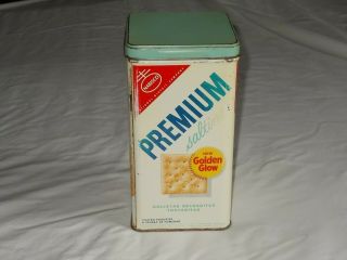 Vintage Nabisco Premium Saltine Crackers Tin 14oz.  Golden Glow Label