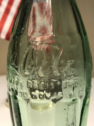 PAT ' D NOV.  16,  1915 Coca - Cola Hobbleskirt Coke Bottle - SONORA CALIF California 5