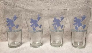 Mickey Mouse Soda Shoppe Glasses - Set Of 4 With Different Designs.  -