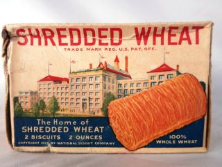Vintage 1937 Uneeda Nabisco Shredded Wheat Sample 2 Oz Size Cereal Box