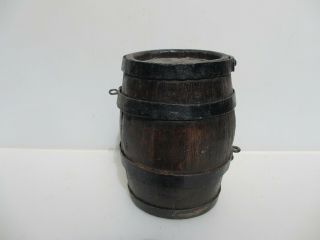 Early French Barrel Ale Wood Iron Straps Keg Antique Vintage Old Small Mini 8 
