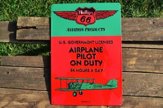 Phillips 66 Aviation Products Embossed Tin Metal Sign - Airplane Pilot Boeing 40