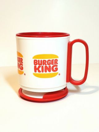 Vtg Bk Burger King Travel Coffee Cup Mug Plastic Fast Food Vintage Advertising