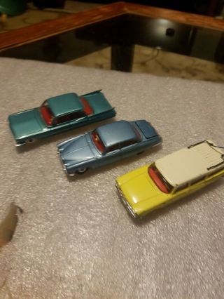 3 Vintage Dinky Toy Cars Rambler,  Jaguar Cadillac